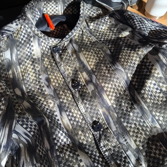 Piazza Sempione Jacket Batik Print Silver Black Buttons Gold Flecks EU 44/US 12 - Picture 7 of 10